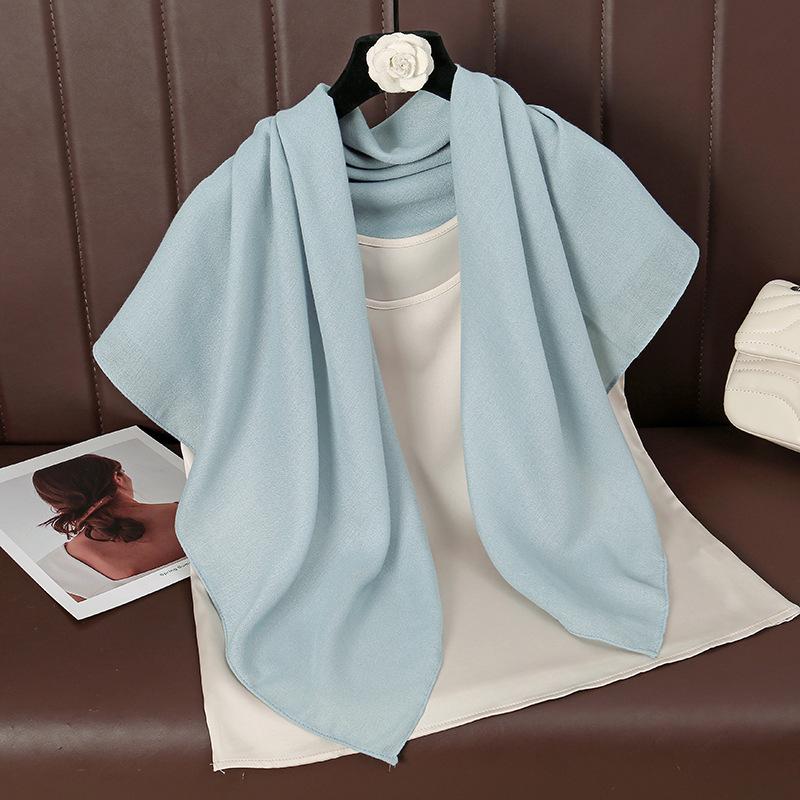 Women Plain Solid Color Square Cotton Viscose Shawl Scarf High Quality Print Soft Shawls and Wraps Bufandas Muslim Hijab 90*90Cm