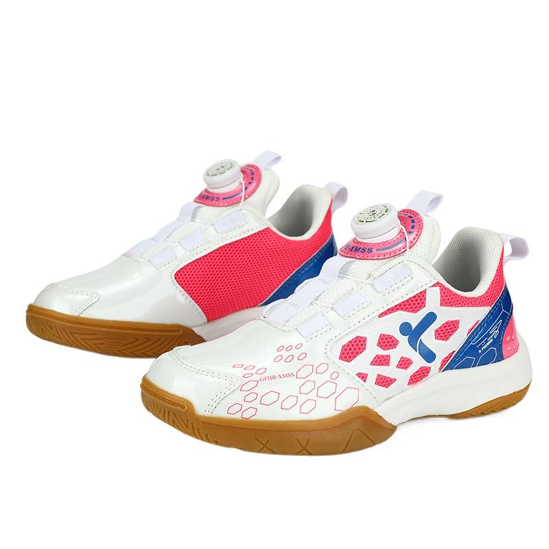 Children's Luminous Badminton Shoes Rotating Button Table Tennis Shoes Medium and Large Children's Breathable Non-slip Sports Shoes Male and Female
