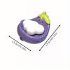 Cute Smiling Face Ceramic Soap DishOval Durable Bathroom Countertop Organizer with Drainage Holes,Purple/White Design for Soap,Toothbrushes,Toiletries
