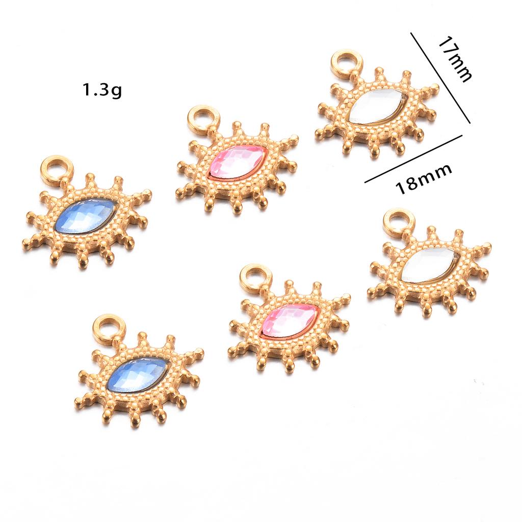 Wholesale 5pcs/lot Colorful Rhinestone Eyes Charms Stainless Steel Pendant For DIY Necklaces Earrings Jewelry Making Accessories