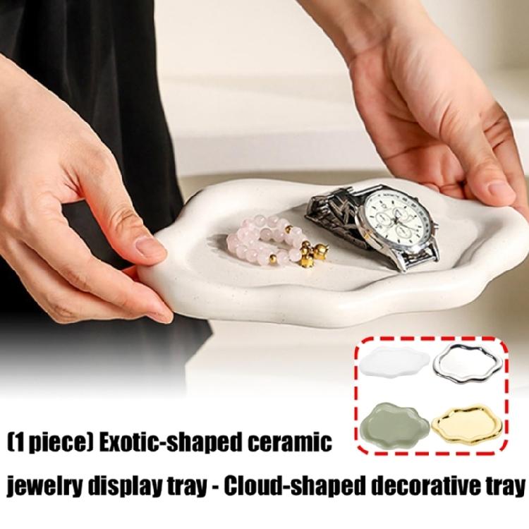 2PCS Artistic Ceramic Trays with Cloud Shape for Modern Home Enhancement and Photo Event Blending Seamlessly Anywhere