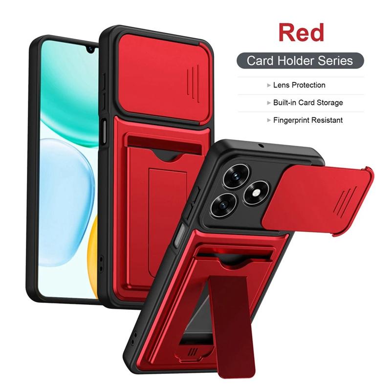 For Honor X5C X5D Plus Case multi-layer structure, shockproof cover with bracket, card slot, lens protection