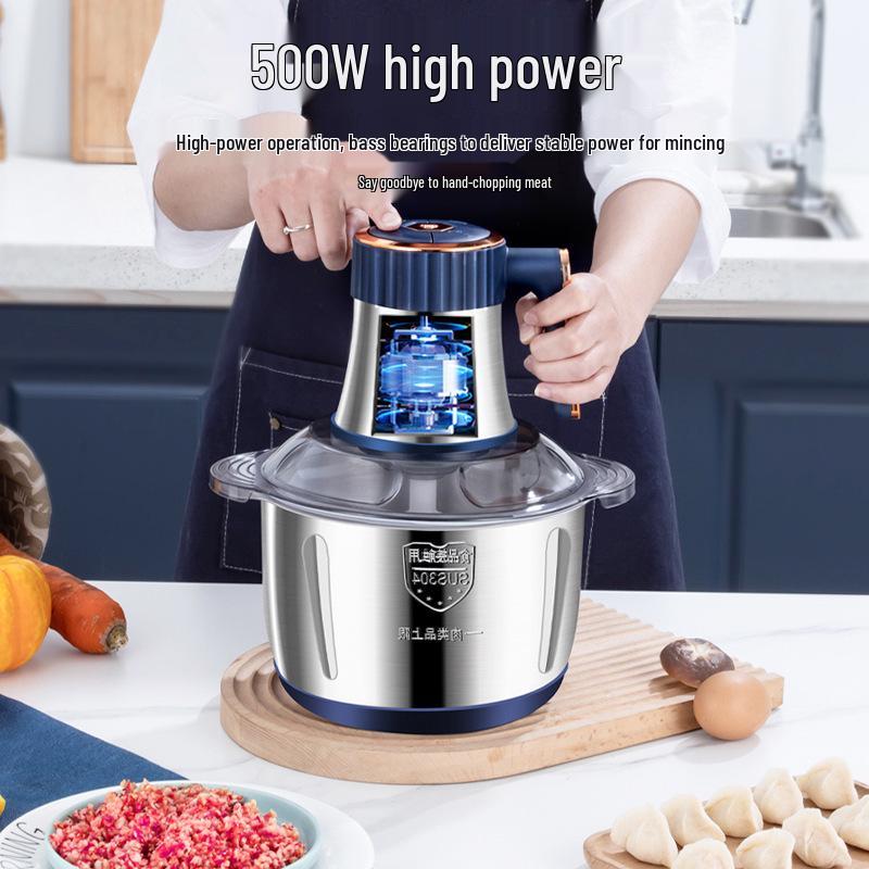 110V Stainless Steel Meat Grinder & Multifunctional 5L Food Processor: Mincer, Garlic Masher, Dough Kneader for Home Use