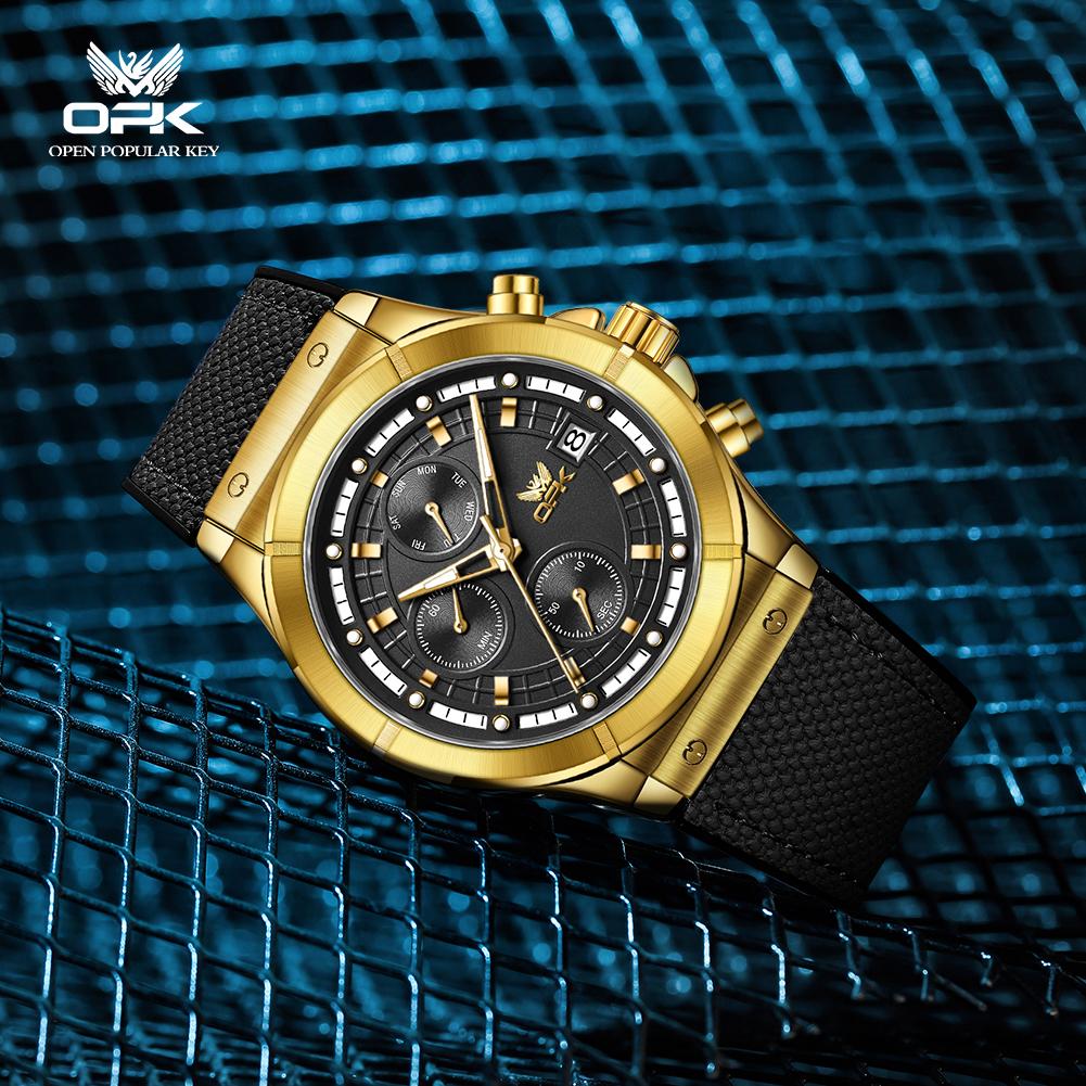 OPK Brand Watch Fashion Trend Large Dial Multifunctional Luminous Waterproof Quartz Men's Watch 8193