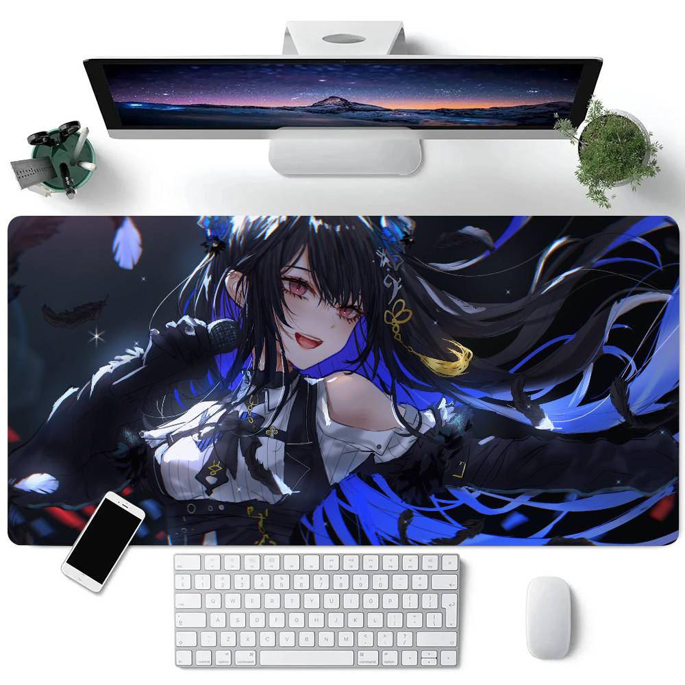 Anime Hololive Girl Nerissa Ravencroft Mouse Pad Large Gaming Keyboard Mat LockEdge Rubber Computer Office Accessories