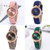 Elegant Women Vintage Matte Faux Leather Rhombus Crystal Stones Quartz Wrist Watch