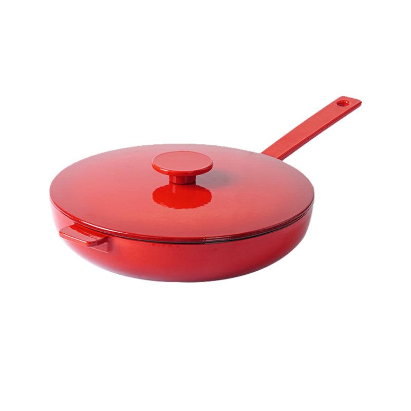 

26cm Cast Iron Skillet With Pot lid Non-stick Frying Pan 10 Chefs Pan For Gas stove or induction cooker No coating Dutch Oven
