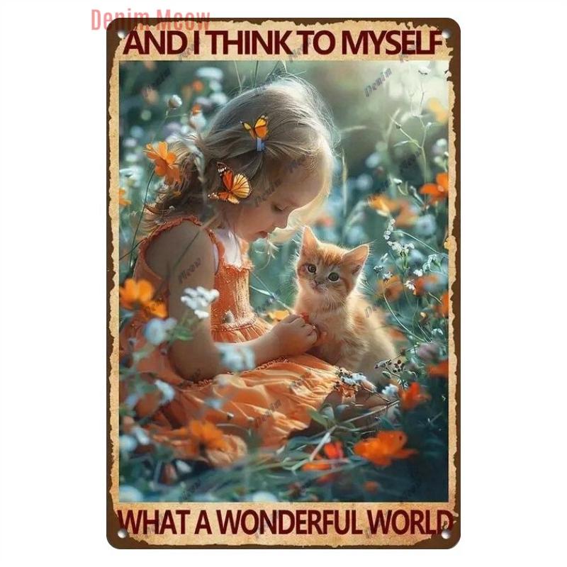 Vintage Merry Christmas Metal Tin Sign, Retro What A Wonderful World Girl, Wall Poster Jingling Bell, Home Decoration, WY297