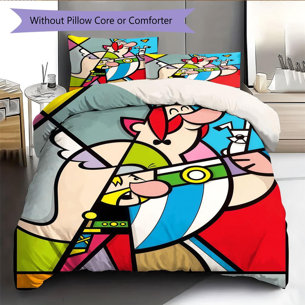 Asterix Bedding Quilt Set Quilt Cover Pillowcase Home Decoration Birthday Gift (1 * Duvet Cover + 2 * Pillowcase, Without Core)