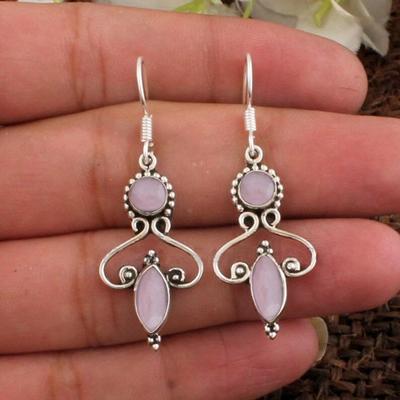Rose Quartz Gemstone Earring, Dangle Earring, Boho Jewelry, Gift For Her, Birthday Gift, Handmade Jewelry , 925 Silver Earring