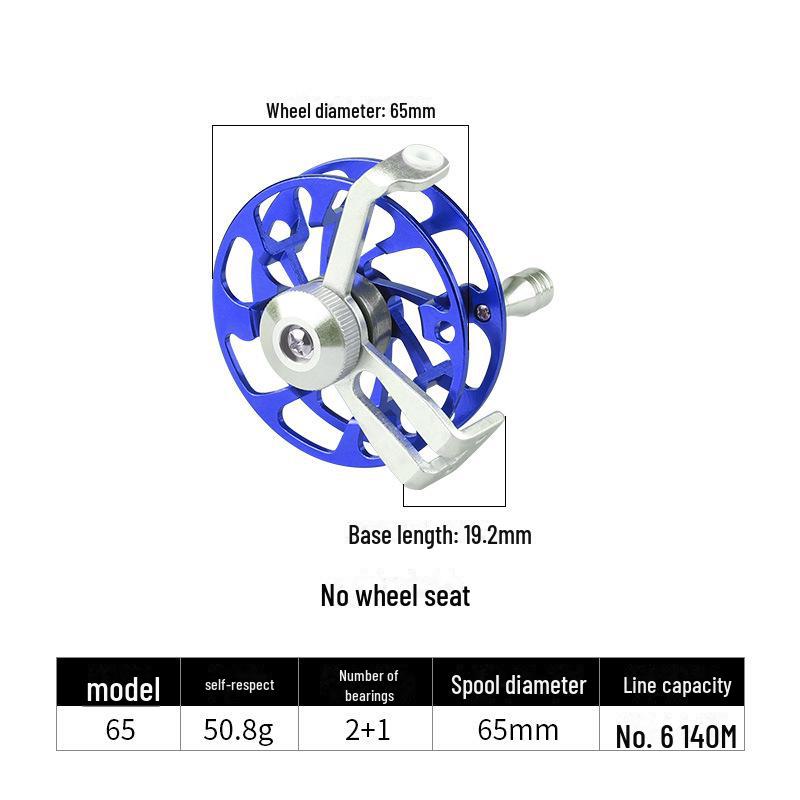 

Катушка для спиннинга Feilu с цельнометаллической передней частью и пряжкой для разгрузки рыбы — идеально подходит для подледной рыбалки, ловли нахлыстом и ловли с плота. 65mm, without base синий