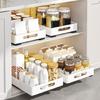No Drilling Condiment Rack Extendable Drawer Storage Shelves for Kitchen Cabinet
