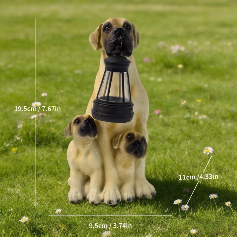 Solar-Powered Dog Garden Decor Outdoor Lawn Ornament Resin Statue Yard Patio Decoration