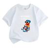 Kids Boys Girls 100% Cotton Crew Neck Short Sleeve T-Shirt, Cool Cartoon Bear With Sunglasses Beanie Sneakers Print Casual Tees for 5-15 Years Old