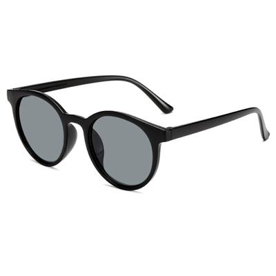 Runde Sonnenbrille UV-Schutz Graue Gläser Trendiges Stilvolles Design Unisex Retro Sonnenbrille für Damen Herren Schwarzer Rahmen