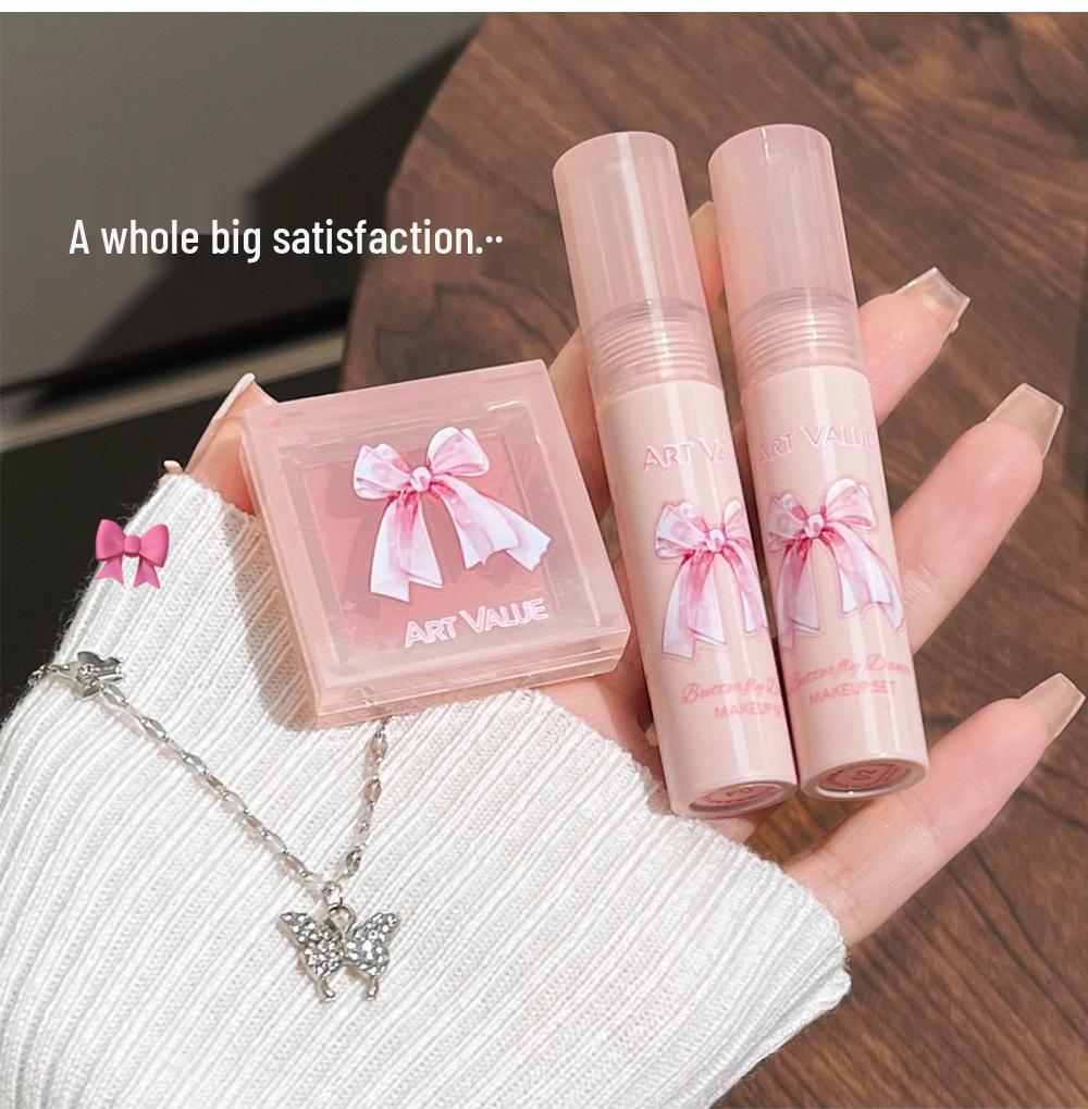 Butterfly Dance Color Box: Blush Necklace & Matte Lip Gloss Four-Piece Set