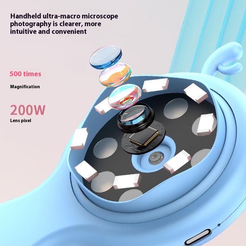 200W Children's Microscope, Home Tutoring Learning Magnifying Glass, Extended Extracurricular Photography and Video Recording