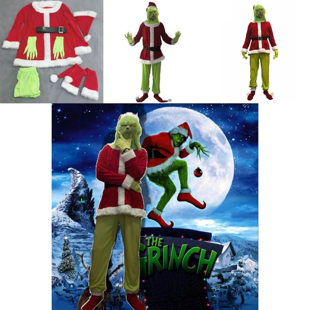 Eye-catching Grinch Cosplay Costume Set For Halloween Masquerade Parties