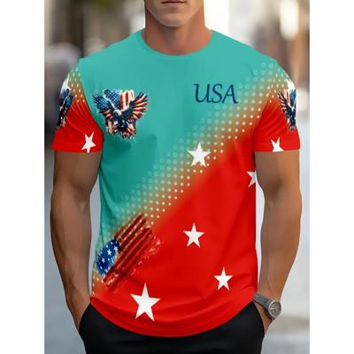 3D Printed Originality T-Shirt for Men Flag Pattern T Shirts Summer Casual Short Sleeves Round Neck Tops Sport Loose Tee