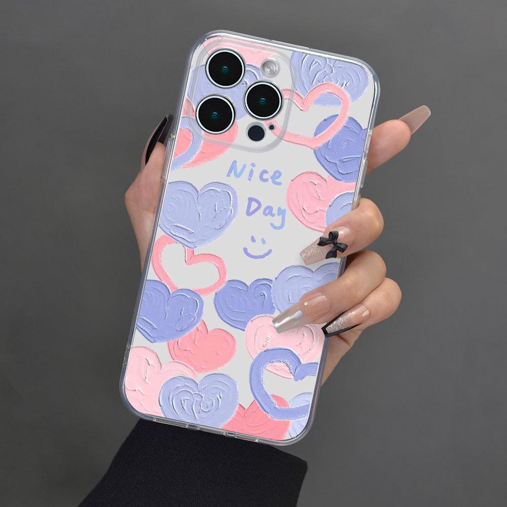 

Love Oil Painting All-Inclusive Lens Anti-Fall Case for Apple iPhone 15
