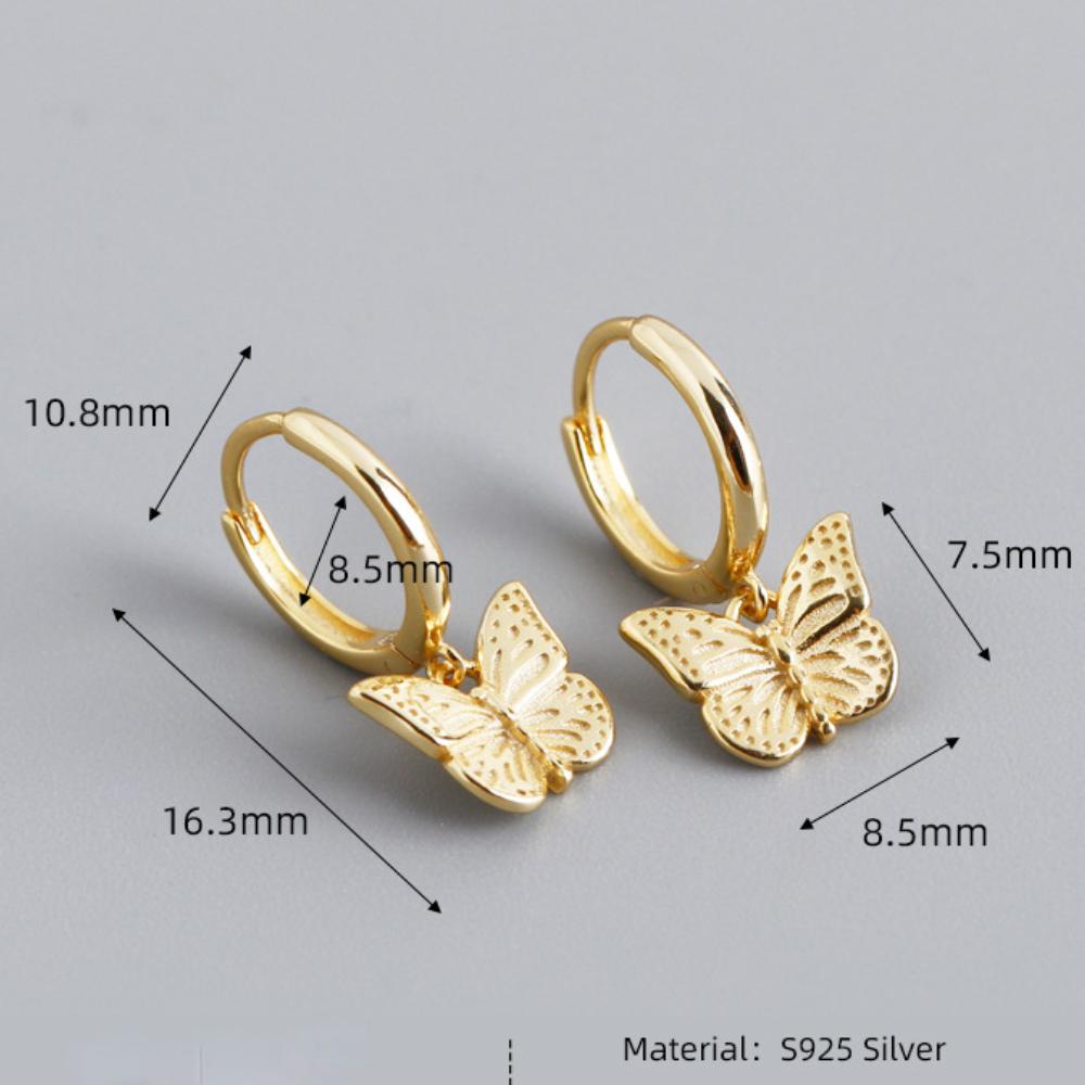 925 Silver Fashion Butterfly Shape Earrings for Women Gold/Silver Earring Wedding Jewelry