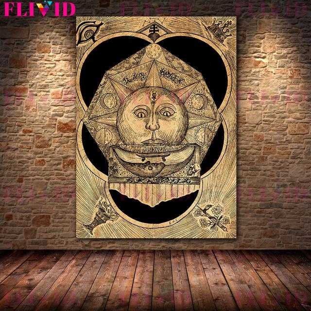 Pravidlo prvku tajemného alchymisty Retro Nástěnná malba Obraz na plátně Nebeské umění ve vesmíru