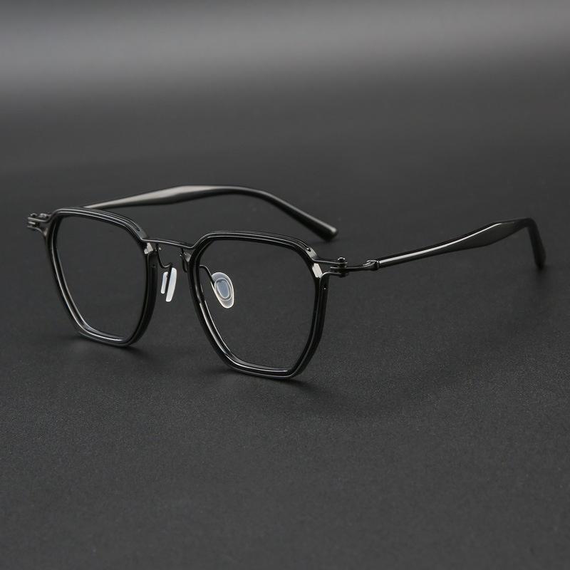 160mm Large Face Frame Retro Polygonal Men s Glasses Frame Wide Face Plate Titanium Large Frame Optical Prescription Frame M5867 чёрный