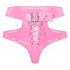 Damen Wetlook Lackleder Slips Cutout Schnürung Latex Höschen Po Shorts Dessous Unterwäsche Rave Party Pole Dance Clubwear