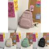 Simple Solid Color Letter Printed Student Backpack With Plush Pendant For Daily Use