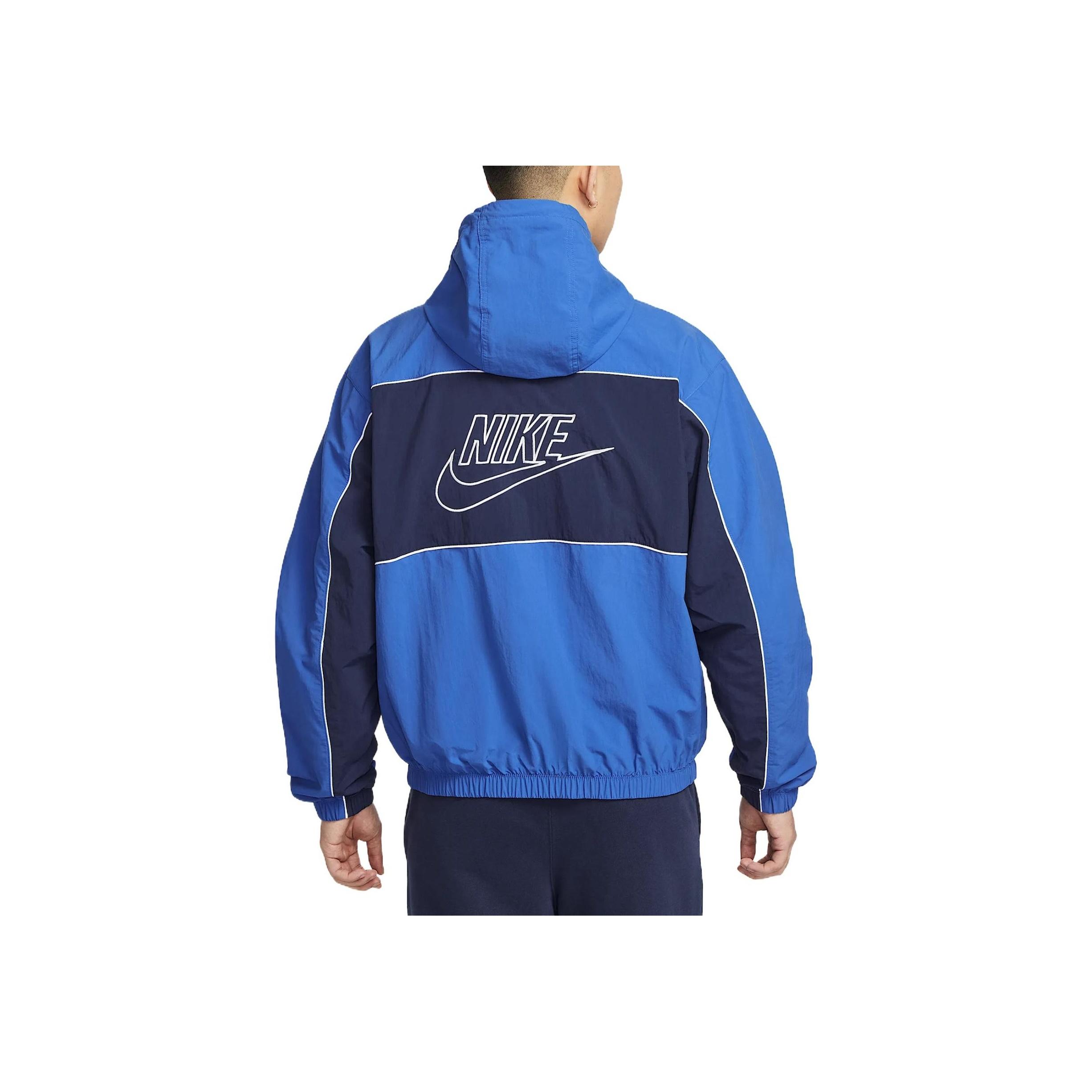 Nike Club Loose Fit Hooded Windbreaker Jacket Men s Obsidian Blue HJ2013-480 M