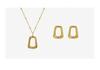 Marka French Geometric Square Necklace & Clavicle Chain Set with 18k Gold Titanium Steel Earrings Studs