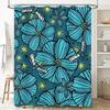 Vibrant Blue Floral Shower Curtain Modern Bathroom Decor Waterproof Fabric With Hook Rings For Bathtub Or Poolside Use.