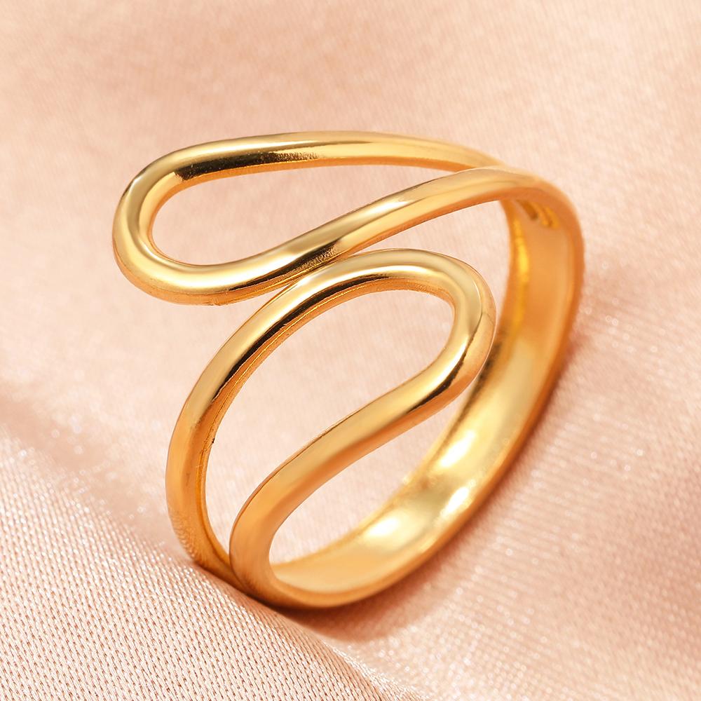 Stainless Steel Rings Minimalist Geometric Personality Snake Adjustable Open Ring Fashion Trending Ring For Women Zircon Gifts