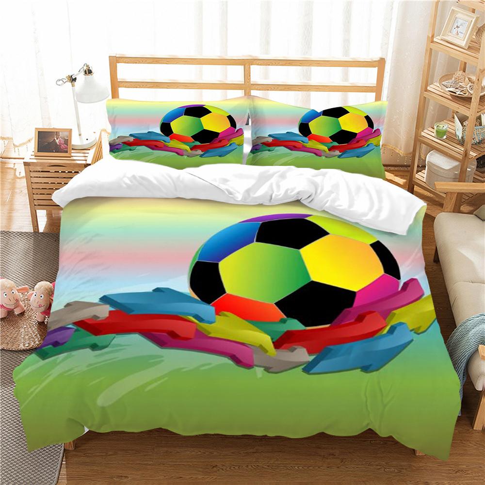 3D Football Print pościel garnitur pocieszyciel poszwa na kołdrę narzuta na łóżko zestaw z mikrofibry pojedyncza podwójna poszewka typu King Size