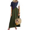 European and American Geometric Patchwork Color Block Irregular Short Sleeve Casual Dress
