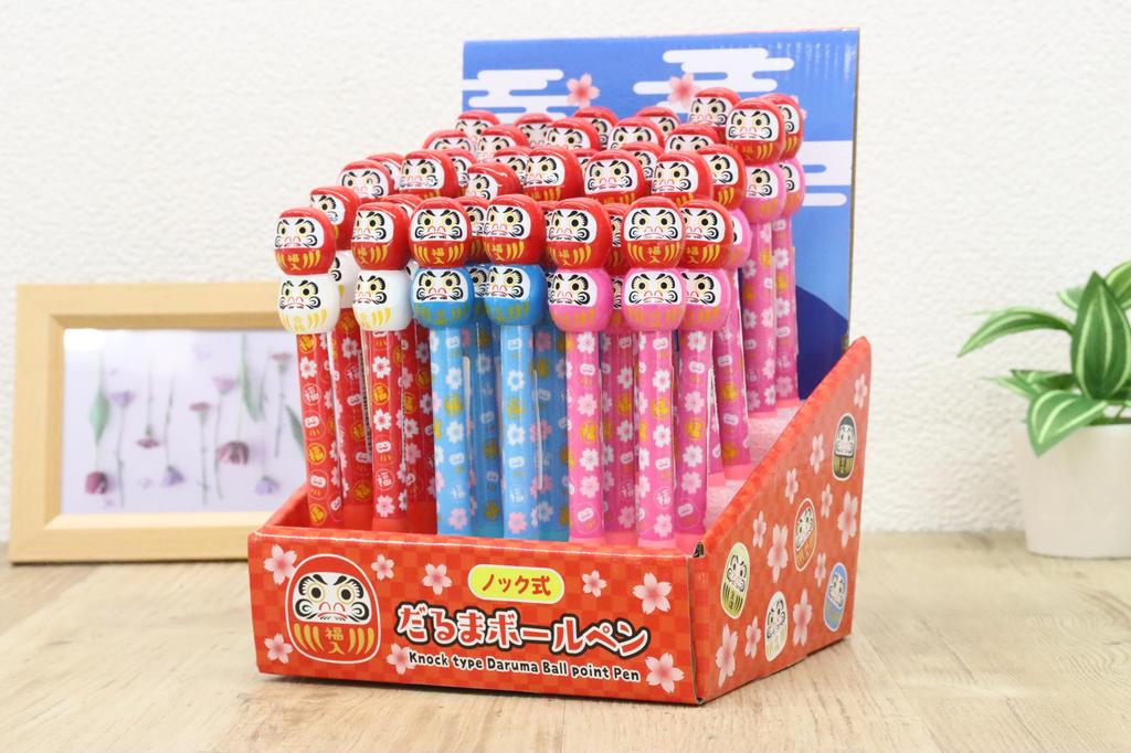 Castle Enterprises Daruma Ballpoint a Great Japanese Souvenir for Foreigners Knock-Style Pens, 36-Piece Set,