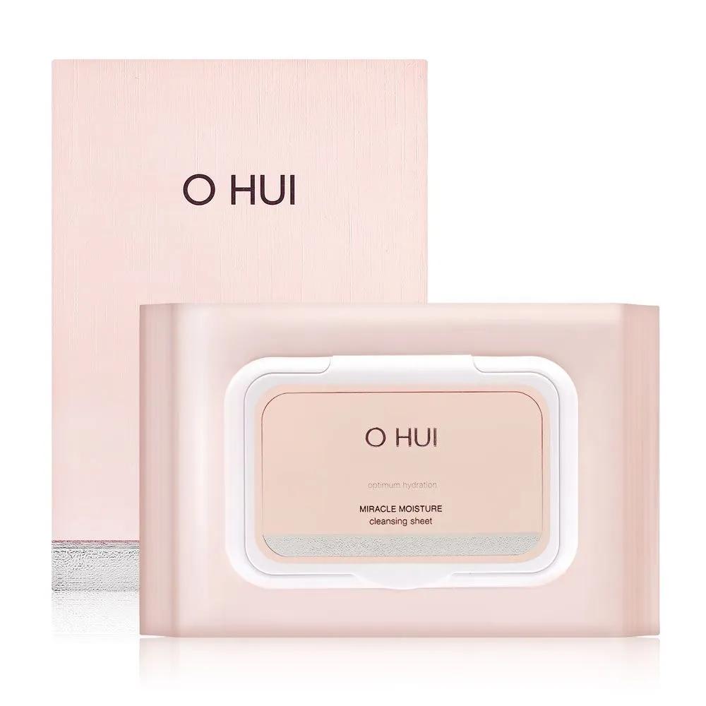O HUI Miracle Moisture Cleansing Sheets (60 Sheets) Hydrating, Hydrating, Exfoliating, Skin Soothing