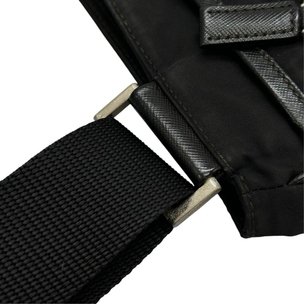 PRADA Triangular logo Shoulder Bag black unisex used