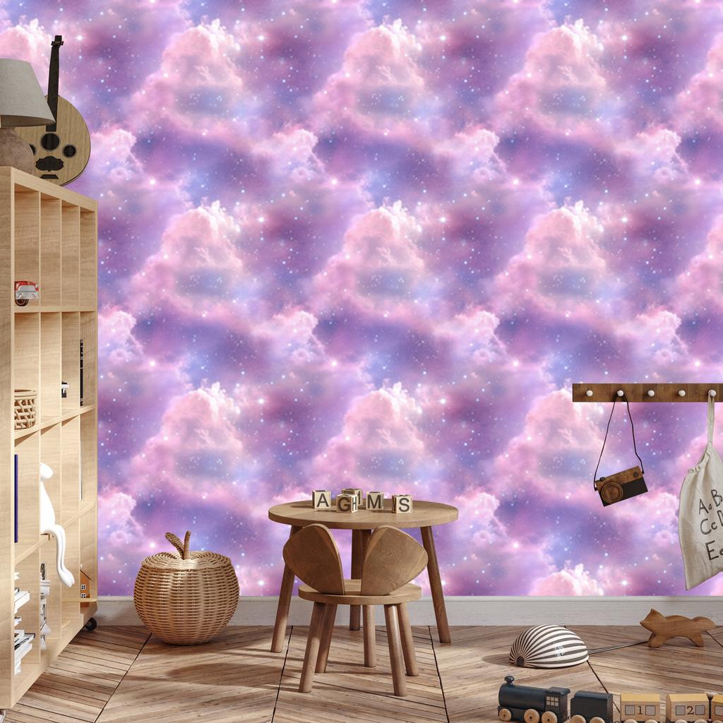 Watercolor Galaxy Wallpaper In Purple, Lavender and Powder Pink 50x1000
