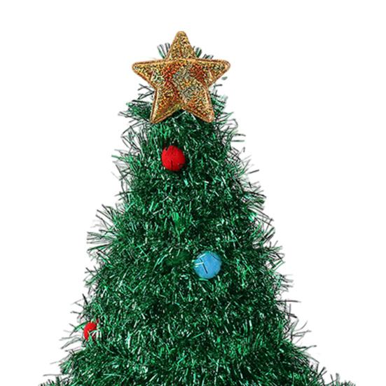 Christmas Tree Hat Glitter Tinsel Santa Hat for Adults Children Funny Holiday Party Acceesory