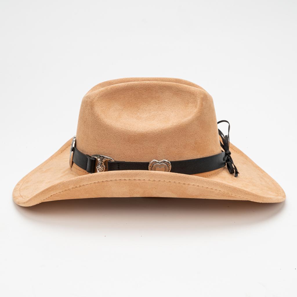 Hot Selling Suede Western Cowboy Hat, Vintage Love Belt Top Hat Party Vacation Sun Hat
