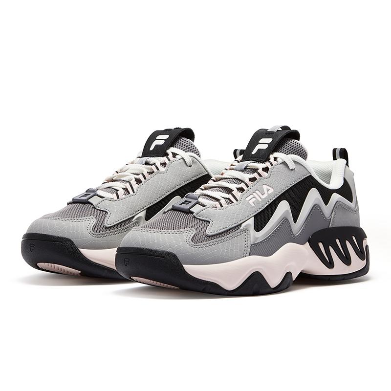Fila Fusion Shock Electric Shoes Retro Comfortable Versatile Basketball Shoes Women Sneaker Mystery-Gray Black T12W533201FFB