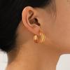 Trendy 18K Gold Irregular Titanium Steel Multi-Layer Earrings for Women