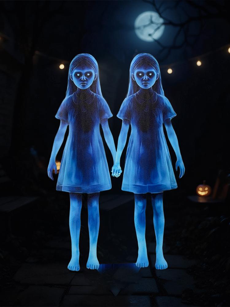 1 PC Iron Twins Halloween Yard Signs Stakes Scary Halloween Decorations Garden Ghost Stakes For Lawn Patio Haunted House