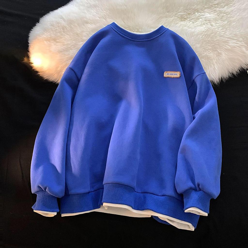 Spring And Autumn Top Fake Two Piece Hoodie Top Couple's Dress Style Lazy