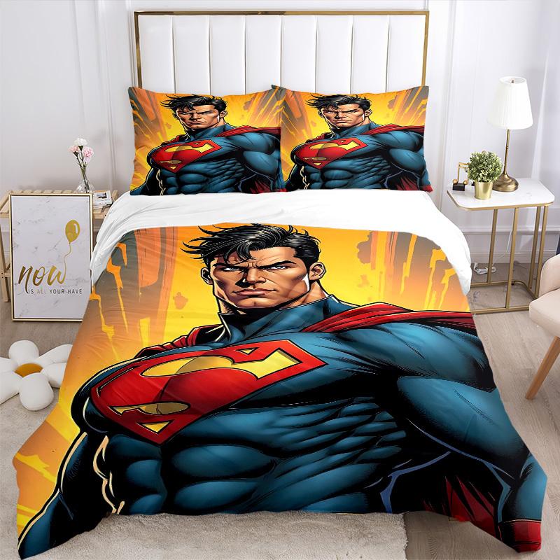 3pcs Superman Cover Set,Soft Comfortable Duvet Cover,Guest Room (1*Duvet Cover + 2*Pillowcases, Without Core) Yy251024103