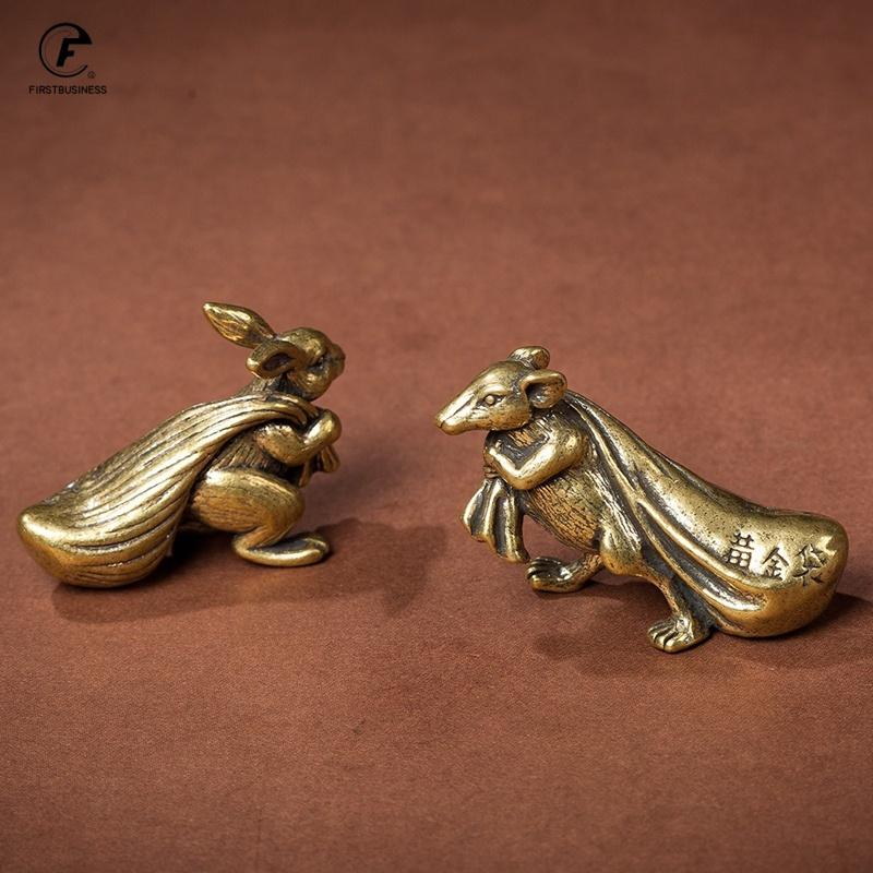 Copper Rat Figurine Home Decoration Living Room Brass Mouse Money Bag Feng Shui Desk Ornaments Good Lucky Wealth