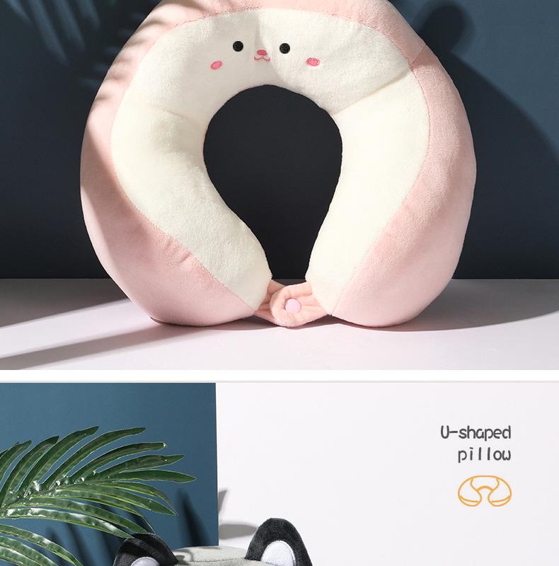 Pinguin Albastru Broderie Suport Gât în Formă de U Perna pentru Somn și Călătorie