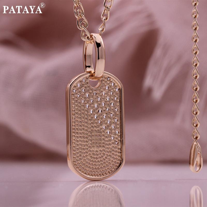 PATAYA Rose gull farge hvit kunstig sirkon ovale anheng Hip-hop stil halskjede