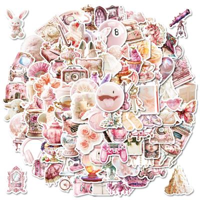 100 Pink Retro Elegant Items Stickers Game Console Butterfly European Diy Luggage Notebook Stickers